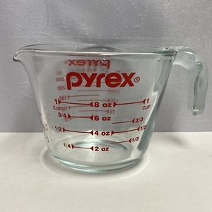 Vintage Pyrex 1Cup 8 Oz 250 ml Clear‎ Glass Measuring Cup Red Markings #28 USA